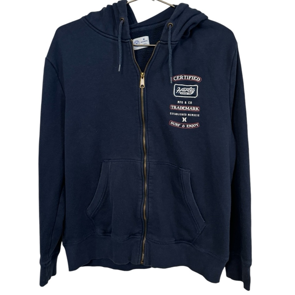 High End Hurley Navy Blue Full Zip Men’s M Surf Hoodie MINTY